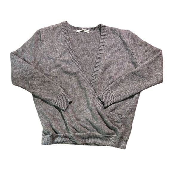 Love Stitch Taupe Gray Wrap Sweater Women's Small - Picture 1 of 7